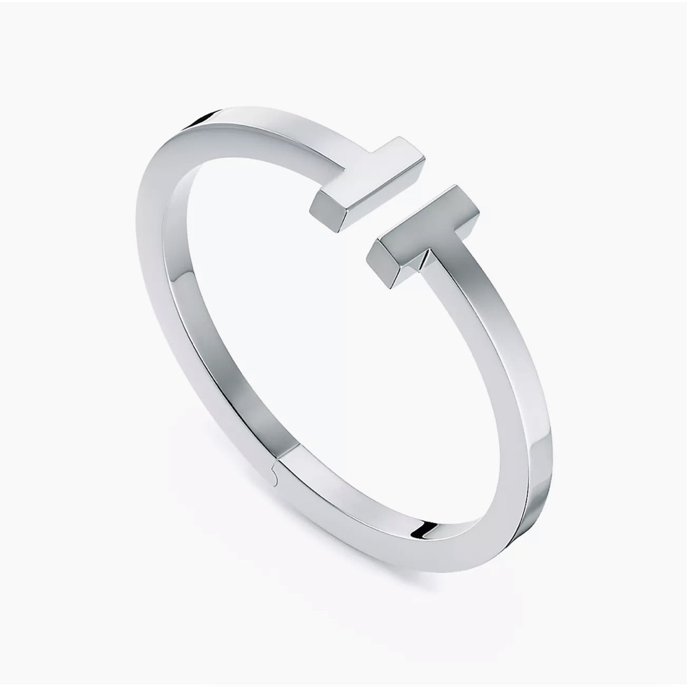 Tiffany & Co. T Silver Bangle Bracelet - Picture 2 of 11